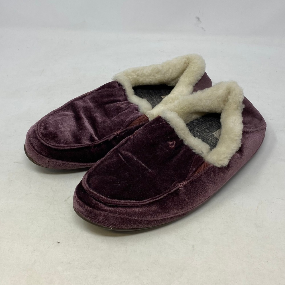 OluKai Ku'una Lanui Purple Velvet Shearling Slippers Womens 9 20458-RGRG